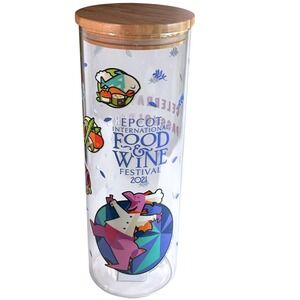 Disney Epcot Food & Wine 2021 Figment Glass Canister Bamboo Lid WDW Passholder